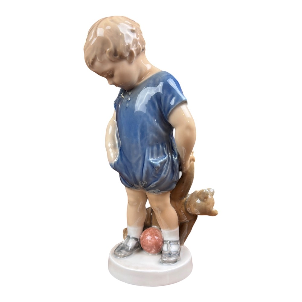 Royal Copenhagen Boy with Teddy Porcelain Figurine 3468 Ada‎ Bonfils Nursery